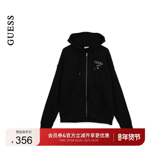 GUESS25年新款早秋男士连帽拉链宽松休闲印花卫衣-M5GQ34KCPR1