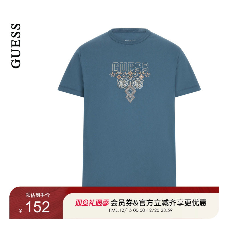 GUESS字母潮流印花圆领短袖T恤