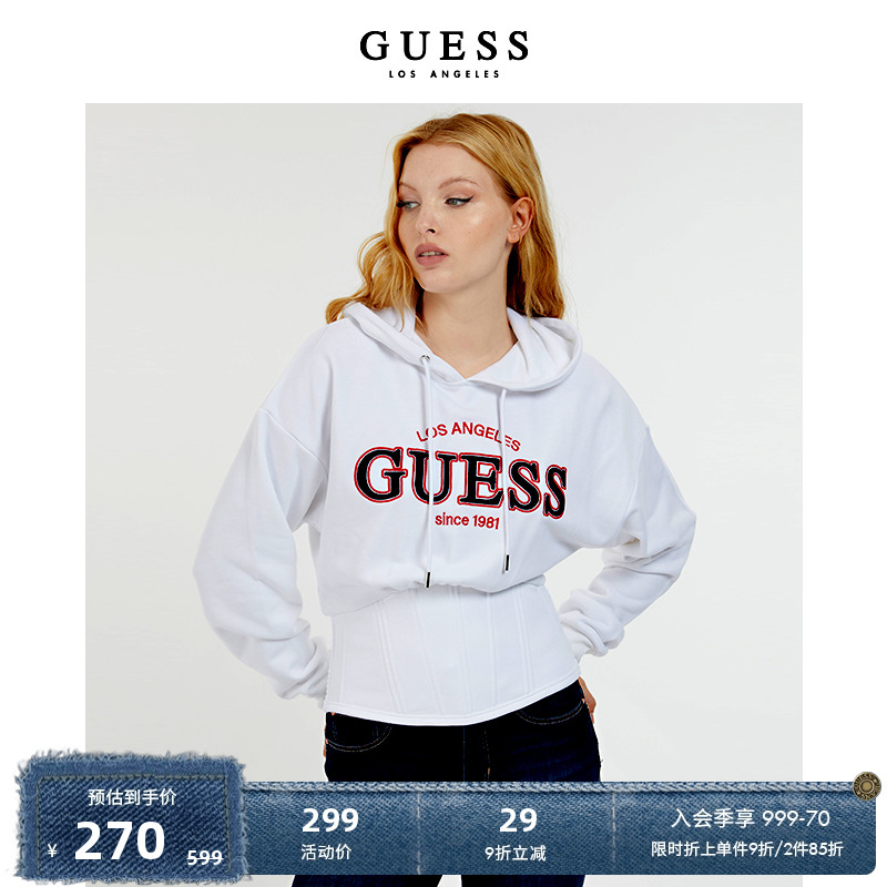 GUESS女士潮流字母oversize印花舒适百搭卫衣-W2GQ14K8800-封面