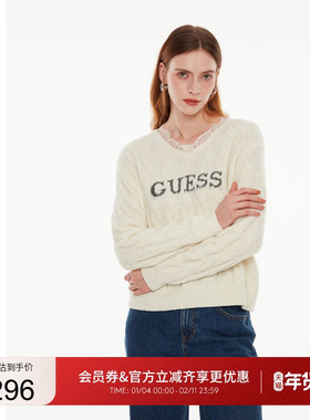 GUESS女士甜美蕾丝花边含羊毛针织衫-Q4PR63Z0W90