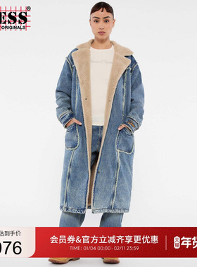 GUESSOriginals女士绒毛牛仔风衣外套-W5RG70D4XY0