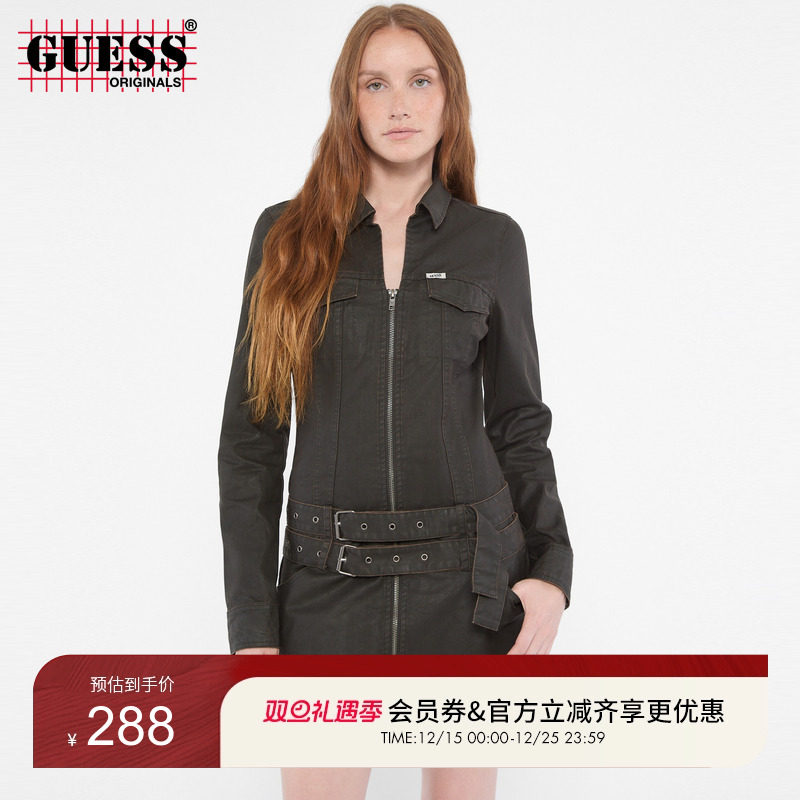 GUESS都市多口袋双腰带连衣裙