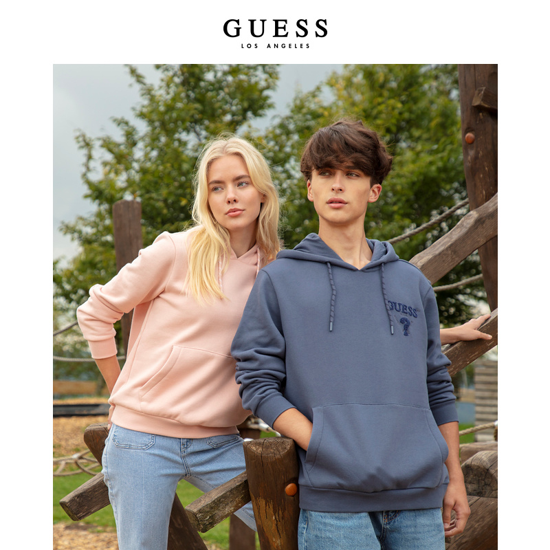 GUESS男士套头长袖连帽廓形卫衣