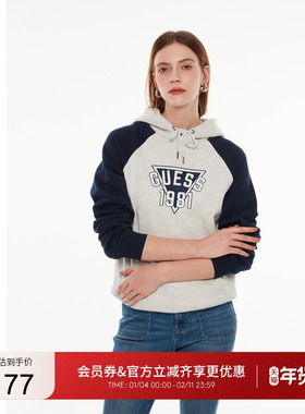 GUESS 男女同款运动拼色插肩长袖卫衣-M4PP40K2Q40