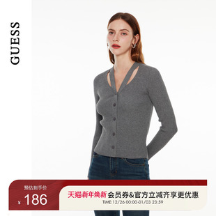 GUESS Q4PR61Z0W90 女士纯色镂空休闲气质针织上衣