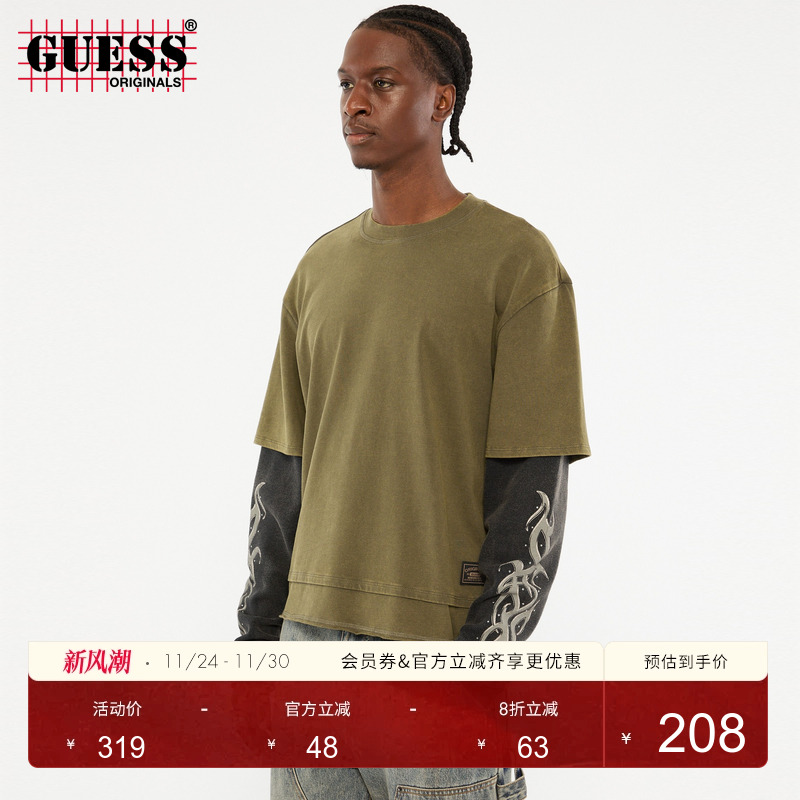 GUESSOriginals假两件长袖T恤