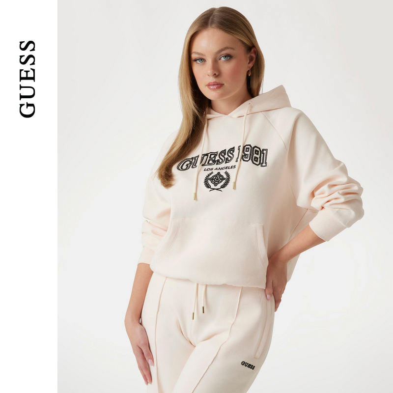GUESS字母印花长袖连帽卫衣