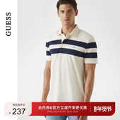 翻领深蓝条纹商务休闲POLO衫 GUESS25年新款 早秋男士 M5YP25K0241