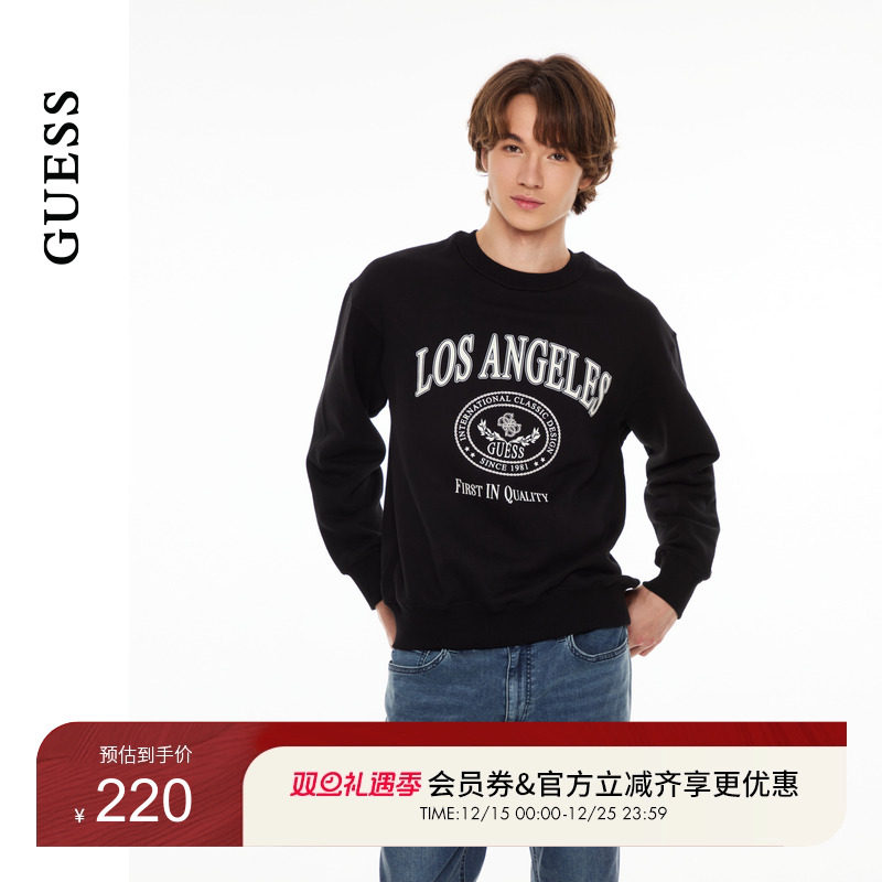 GUESS休闲风舒适纯棉长袖卫衣