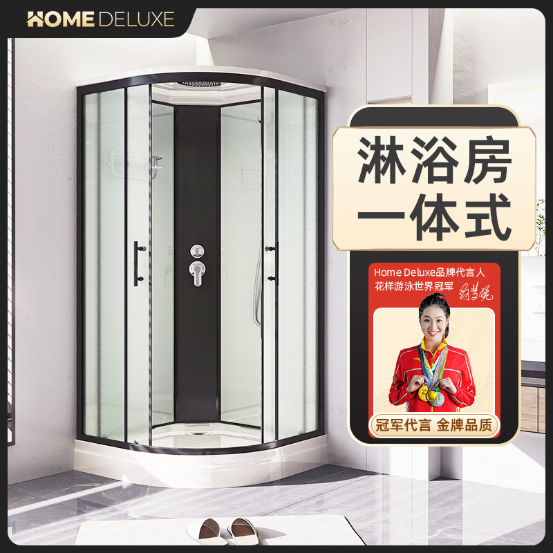 弧扇形一体式淋浴房家用图片