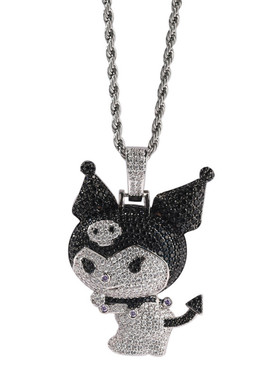 嘻哈卡通库洛米满钻吊坠kuromi项链动漫个性日韩rap情侣潮酷配饰