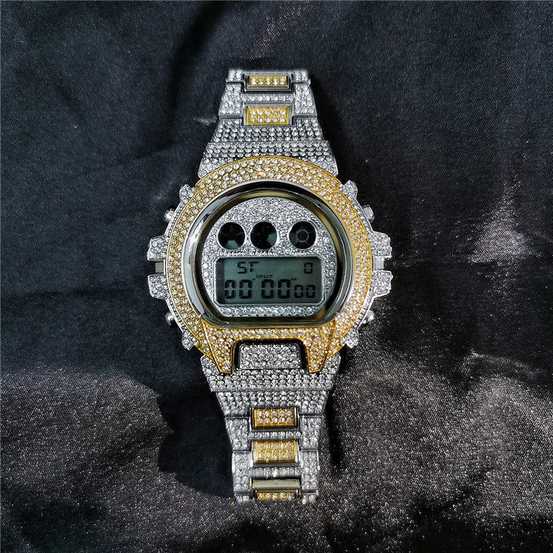 Hiphop满钻夜光手表男