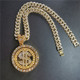 Hiphop满钻古巴项链男旋转美元 镶钻吊坠个性 嘻哈欧美街头潮人配饰