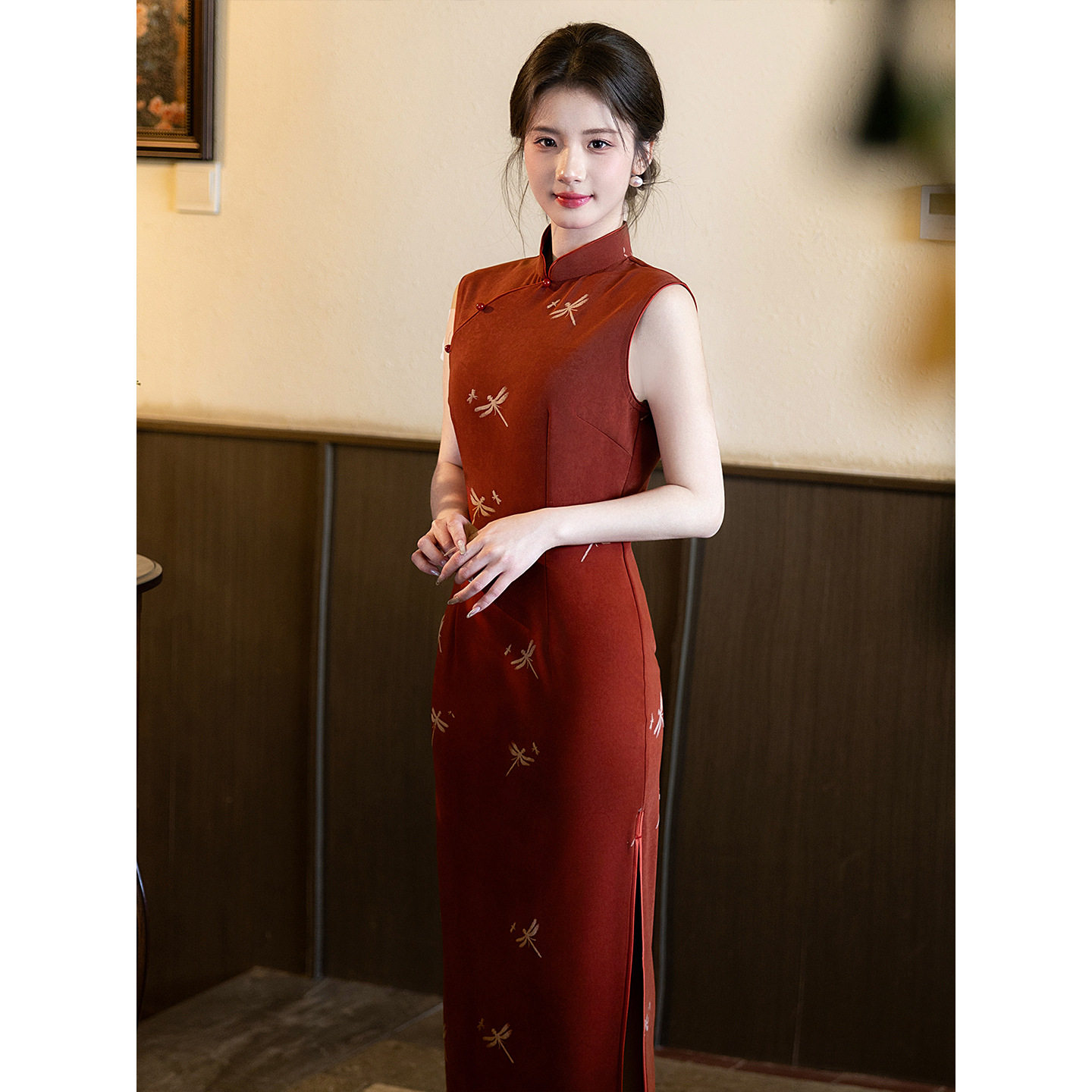 红色旗袍新娘敬酒服无袖2026新款新中式连衣裙小个子国风日常可穿