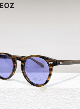 日本设计款505圆形复古偏光太阳眼镜豹纹紫色遮阳板材墨镜男女