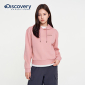 Discovery探索秋冬户外运动半短款 套头连帽卫衣女 长袖