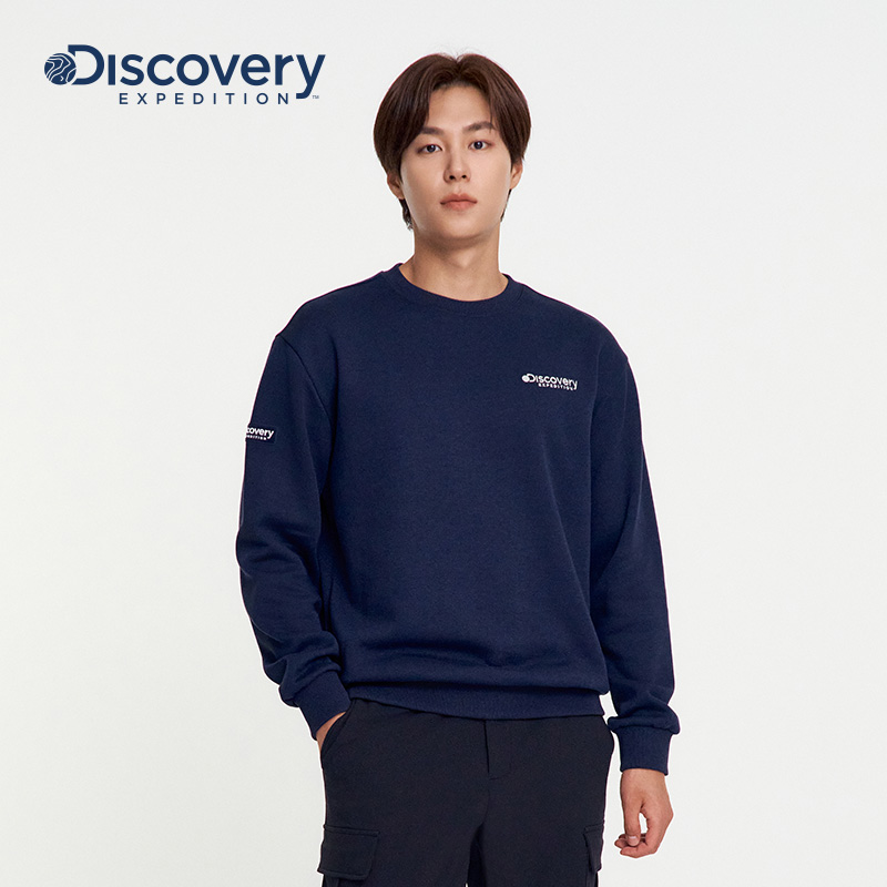 Discovery探索户外运动卫衣简约休闲圆领套头衫logo训练服男女