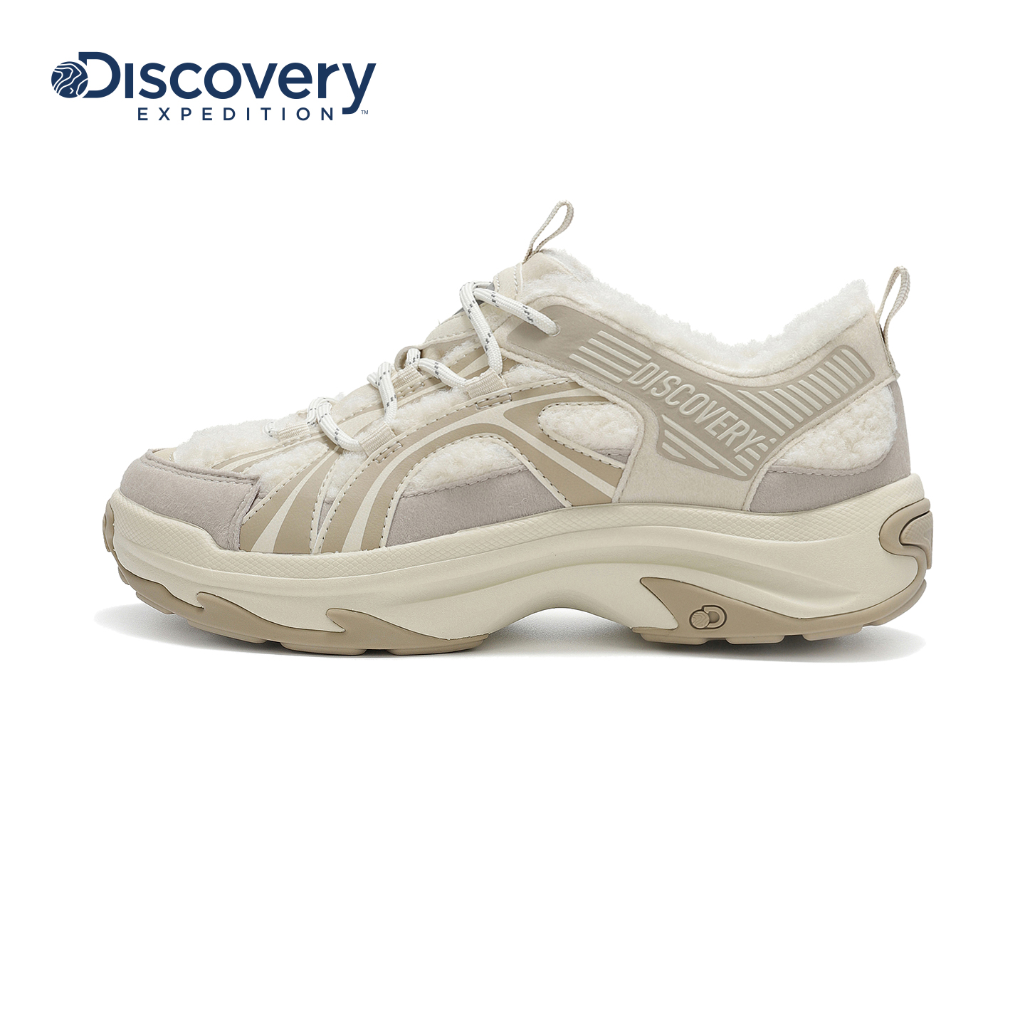 Discovery探索户外运动徒步登山厚底绒毛运动鞋男女情侣25冬新品