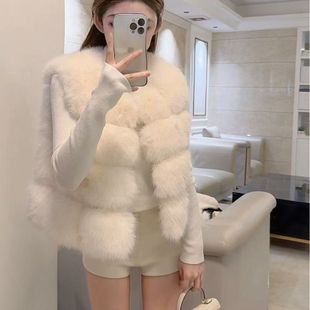 乖乖小囡环保毛毛马甲环保皮草马甲皮草无袖 外套 衣长52小个子时尚