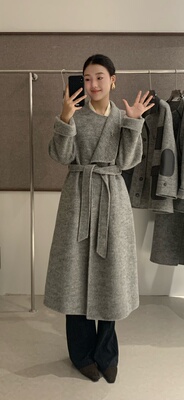 高端双面羊绒大衣修身显瘦中长款