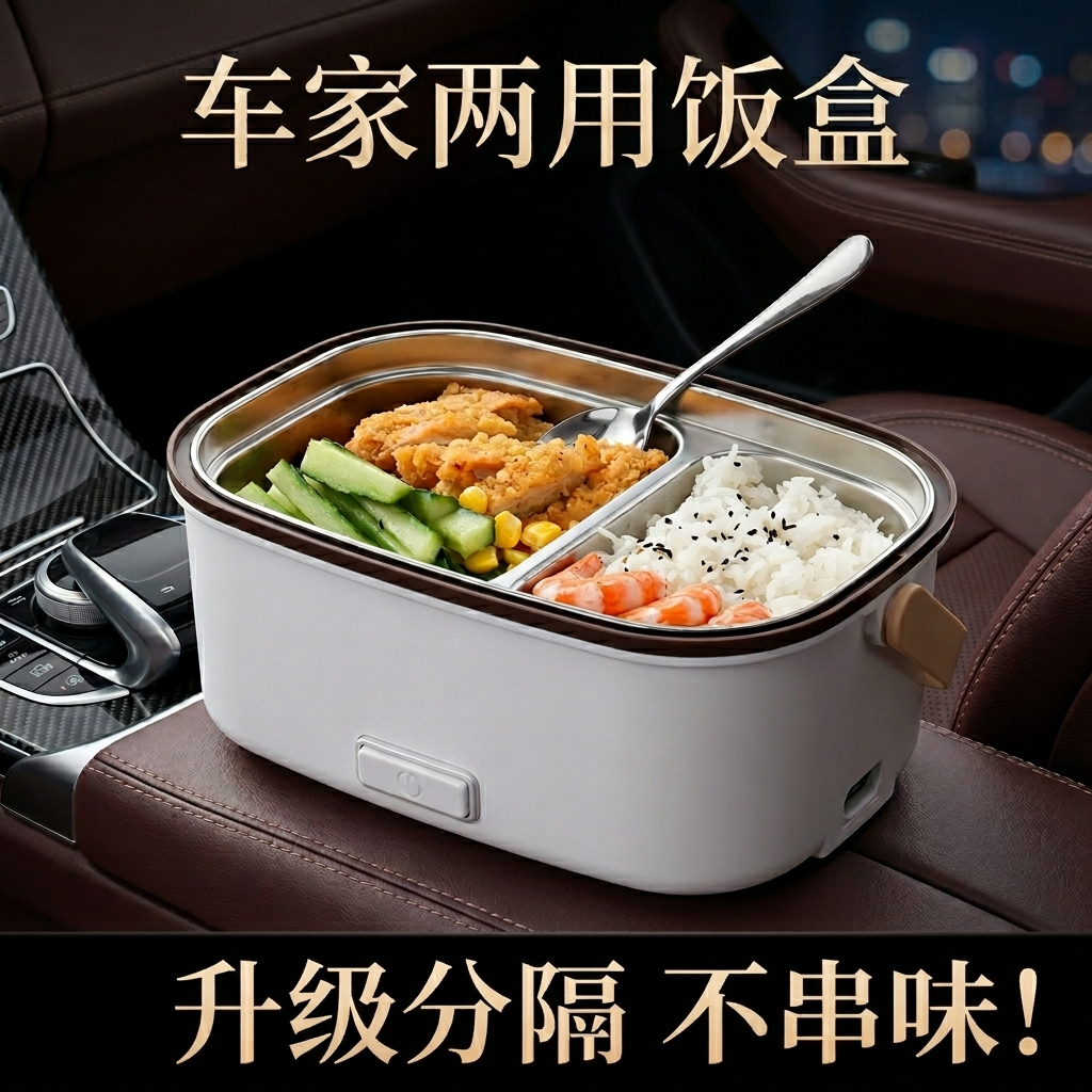 12v车载加热饭盒小微波炉220V家用电饭煲插电保温车家两用