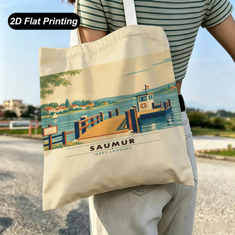 诗意帆布画室包画友索米尔渡口小码头巷弄插画周末写生肩带缝得牢