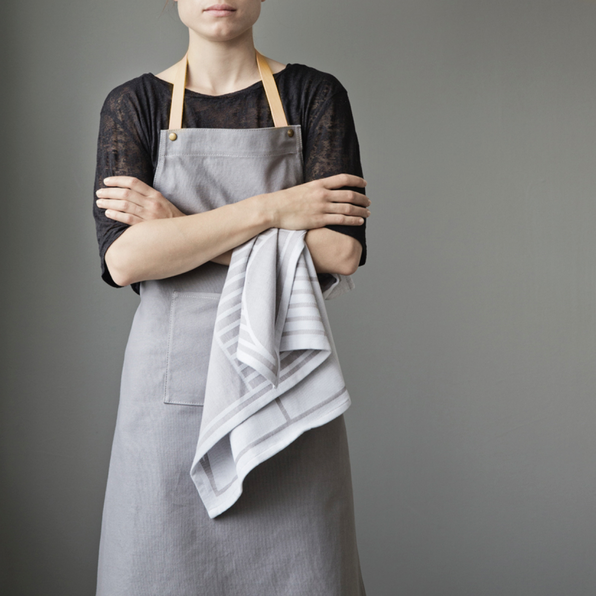 厨房家用围裙女ins北欧极简日式纯棉布围腰餐厅工作服男定制logo