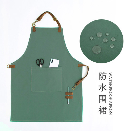 可爱日系园艺画室防脏衣定制logo