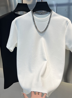 2024秋冬新款男士净版打底半袖圆领时尚简约休闲上衣百搭潮流男装