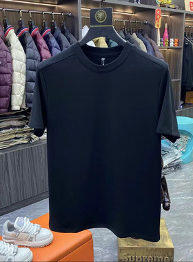 24秋冬新款男净版休闲圆领短袖百搭时尚简约个性T恤打底半袖修身