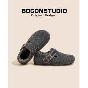 东北棉鞋 格雷风灰 加厚毛毛鞋 女冬季 厚底保暖雪地靴女 加绒勃肯鞋