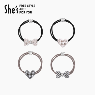 shes茜子巴比耶序曲轻奢优雅仿珍珠蝴蝶结头绳高级感发绳发圈发饰