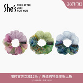 shes茜子经典 延续莫奈花园桑蚕丝大肠发圈头绳发绳头饰皮筋女扎头
