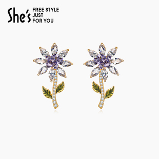 shes茜子莫奈花园睡莲光迹系列原创小众设计轻奢滴油耳环耳钉饰品