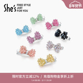 shes茜子耀我宣言重工水晶蝴蝶结发夹边夹气质鸭嘴夹刘海夹女