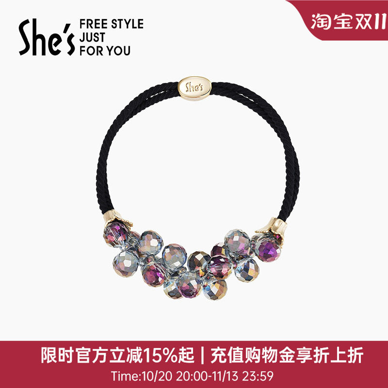 shes茜子耀我宣言工艺水晶串珠发绳马尾盘发发圈头绳高档发饰头花