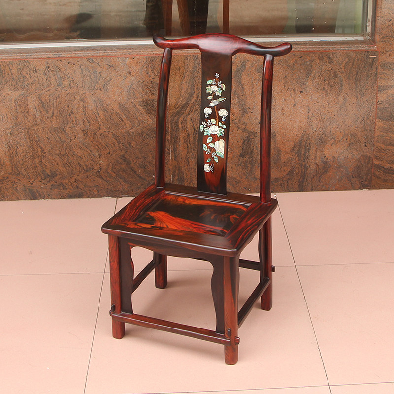 红木家具靠背椅子老挝大红酸枝官帽凳子榫卯结构原木烫蜡工艺儿童