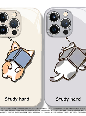 适用于荣耀WIN RT手机壳Magic8pro努力学习猫狗Power新款玻璃7至臻版柯基6情侣一对5防摔保护套4男女小众高级