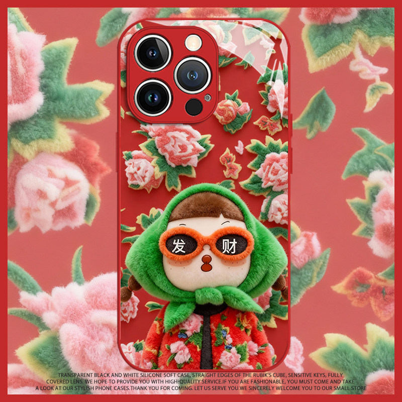 东北大花布女孩手机壳