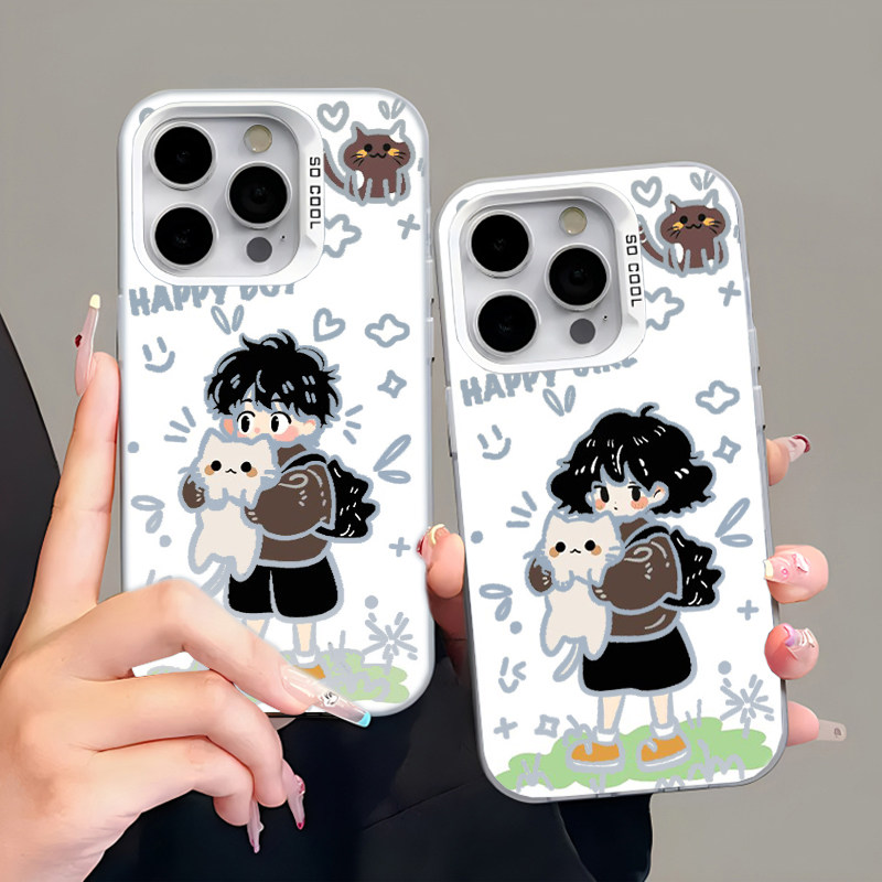 任意机型卡通抱猫情侣手机壳