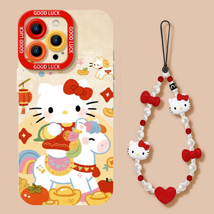 HelloKitty适用于OPPOreno15pro手机壳reno14凯蒂猫13新款硅胶12马年11新年过年喜庆10pro+本命年9女8带挂绳7