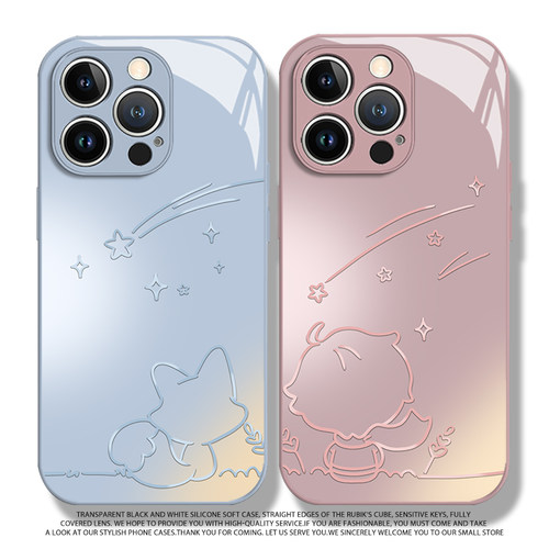 适用于苹果17手机壳iPhone16promax狐狸和小王子15新款玻璃14简约13情侣一对AIR防摔保护套男女小众高级感套