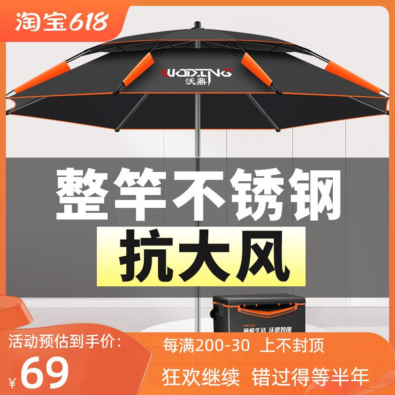 2023新款三折叠超轻巧便携钓鱼伞大钓I伞防暴雨万向防风防晒遮阳