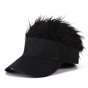 个性帽子假发帽一体帽女短发帽子帽子男球鸭舌棒球帽嘻哈帽