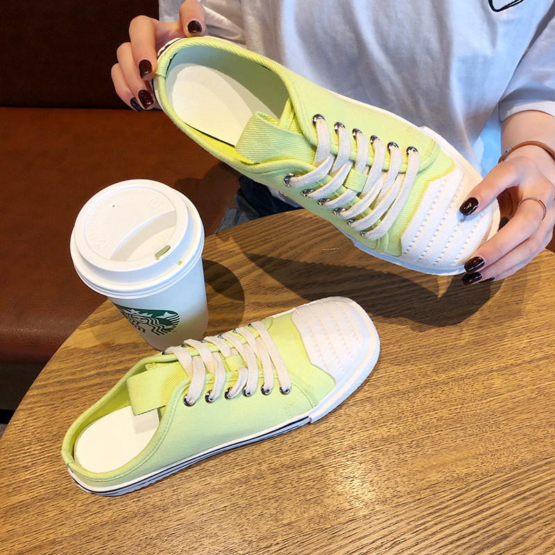 Canvas shoes women 2019 summer new pattern Korean Edition ins Shell head student Flat bottom Baotou Semi slipper Frenum skate shoesin the Women's Shoes, Slippers  category - from Buy2taobao.com to provide professional Taobao agent buy service