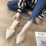 Baotou một nửa dép nữ mặc mùa hè 2019 mới thời trang Hàn Quốc stiletto hoang dã nhọn cao gót mùa hè - Dép