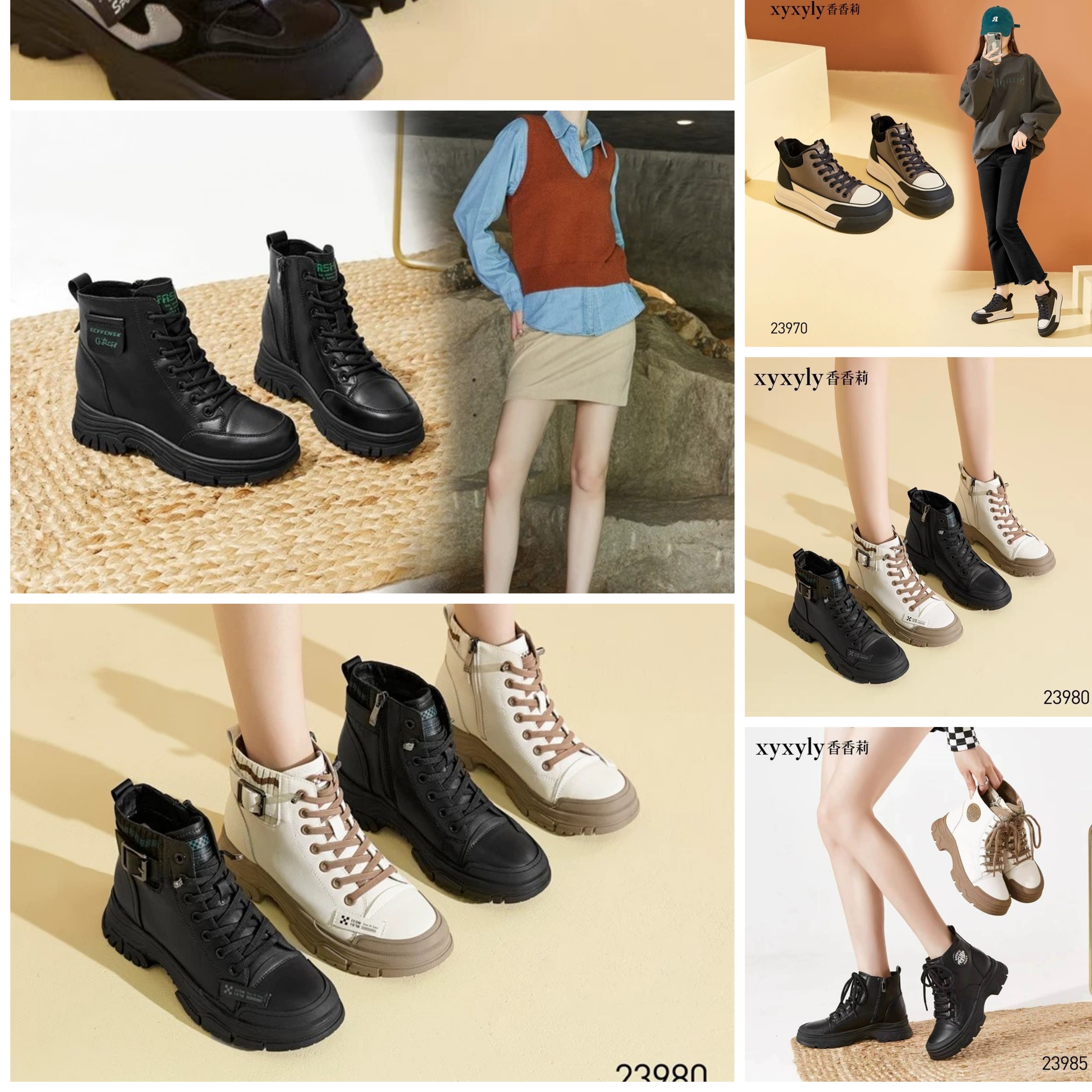 香香莉冬季新款加绒保暖高帮潮流短筒厚绒休闲棉鞋马丁靴女特价