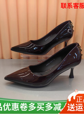 香香莉2025秋季新款女鞋细跟高跟鞋女尖头浅口职业OL单鞋女30625