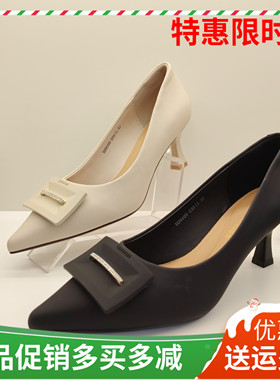 香香莉女鞋2025春季新款尖头高跟鞋细跟法式百搭水钻单鞋29105
