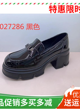 香香莉厚底小皮鞋女2024秋季新款英伦风粗跟高跟松糕乐福鞋27286